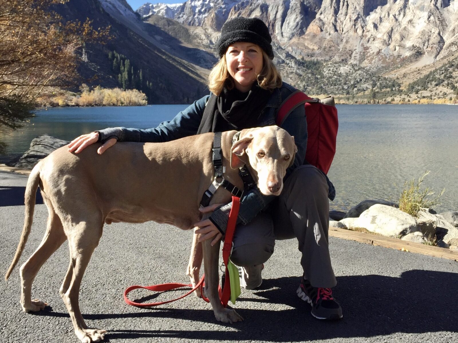 Scooby and Mom visiting Convict Lake in California