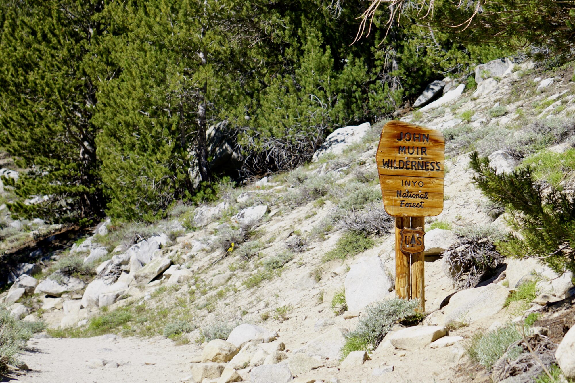 Inyo National Forest John Muir Wilderness Trail Marker at Little Lakes Valley Trailhead