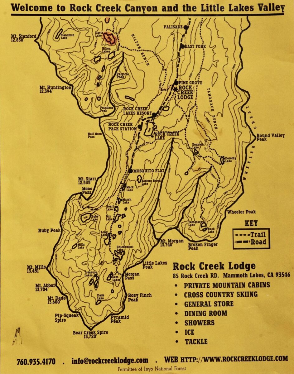 Rock Creek Canyon Map from Rock Creek Lodge